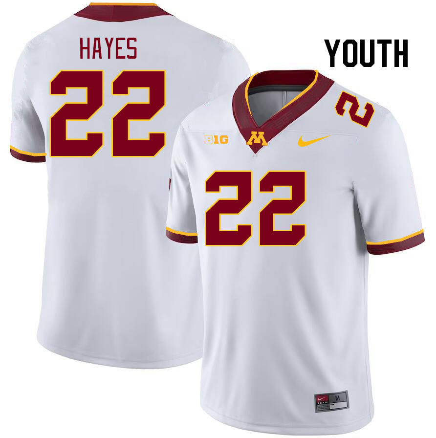 Youth #22 Donielle Hayes Minnesota Golden Gophers College Football Jerseys Stitched Sale-White - Click Image to Close